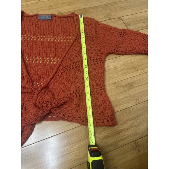 WOODEN SHIPS Paola Buendia Rust Crochet Cardigan Cottagecore Festival Hippie M/L - Picture 7 of 7